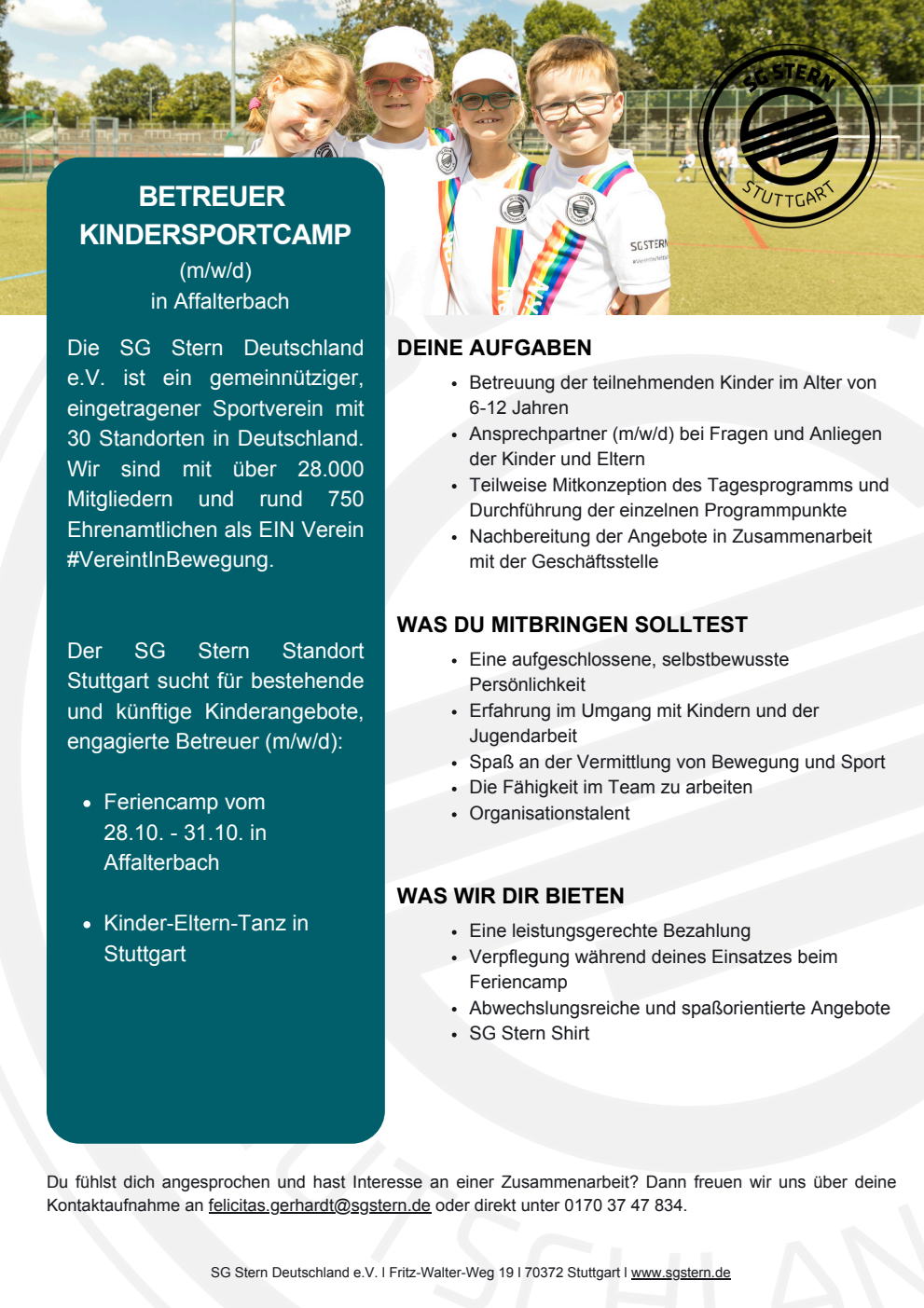 Ausschreibung Sportcamptrainer Affalterbach